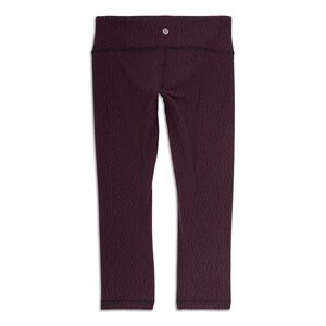 Lululemon Wunder Under Leggings Size 6 Pink Black‎ Knit Crop Activewear
